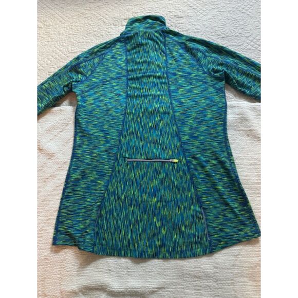 ATHLETA Mendoza Green Blue Space Dye 1/2 Zip Long Sleeve Athletic top, Small - Picture 2 of 9